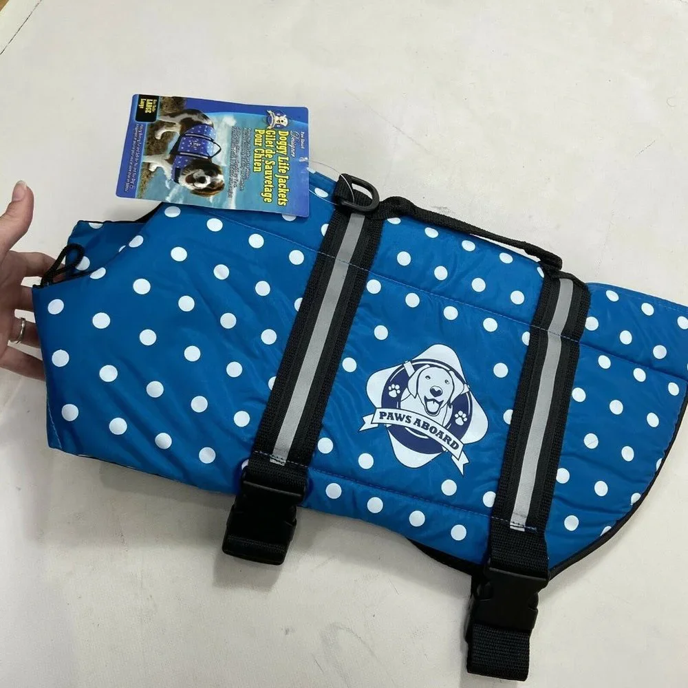 Paws Abroad Dog Blue Polka Dot Life Jacket Large